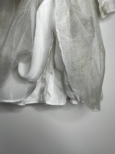 Edgehill Collection White Ankle Length Dress Shimmer Netting Long Sleeve Girls 5 - Picture 3 of 7