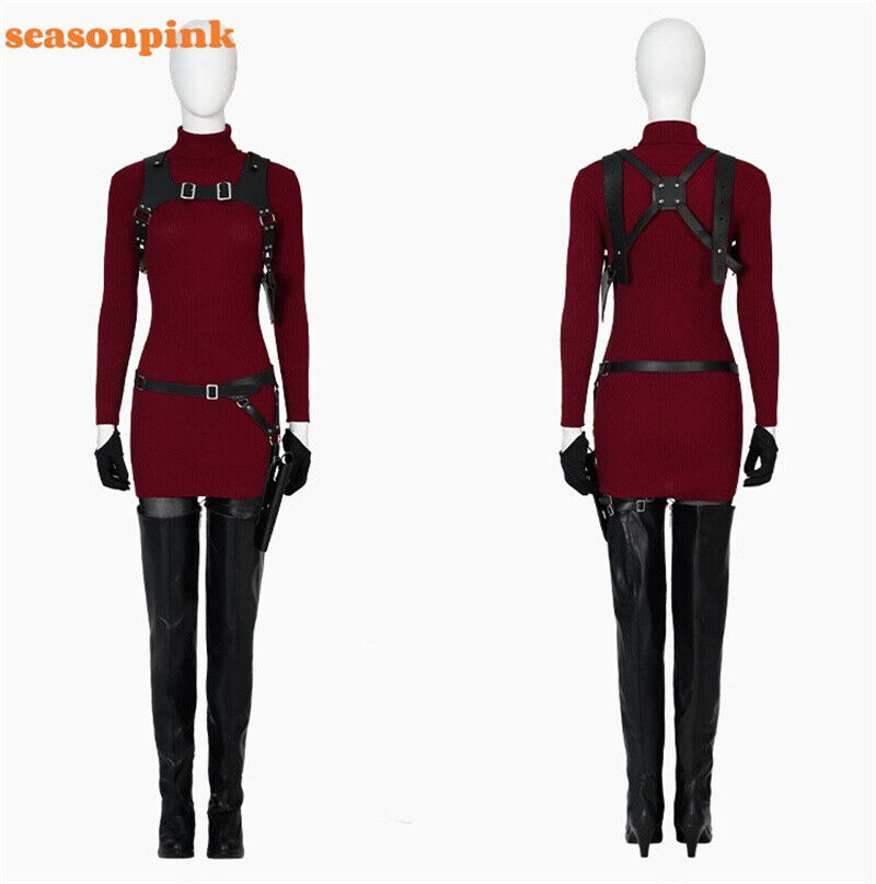 Resident Evil Ada Wong Cosplay Custome Full Set Strap Shoes Women Halloween  Set