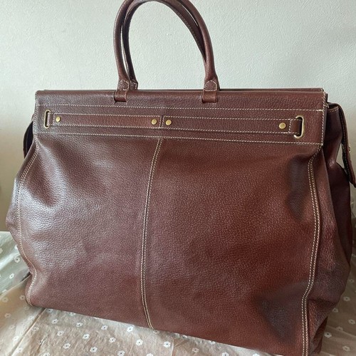 POLO Ralph Lauren Men's Brown Leather Boston Tote Bag Vintage Style Authentic Fr - Picture 2 of 20