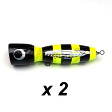 2 PCS 7.5" Topwater GT Popper Big Game Wood Fishing Lure Tuna Handmade Trolling