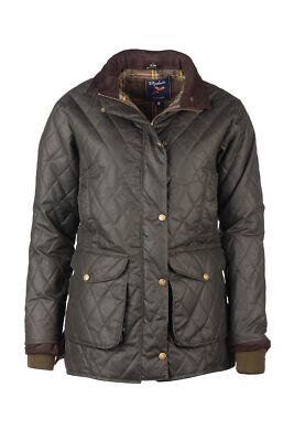 Ladies Quilted Wax Jacket Women's Country Waxed Cotton Olive Coats