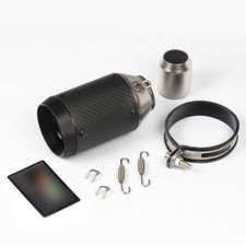 160mm Motorcycle Exhaust Tip Muffler Vent Pipe Universal Short Carbon Fiber 51mm