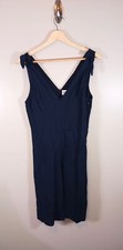 Gap Linen  Beach Coastal Vacation V-Neck Tie Shoulder Navy Women's Dress Size 6