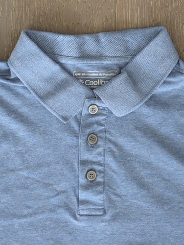 Coolibar Coppitt Long Sleeve Weekend Polo Shirt Mens Med Sun UPF 50 Light Blue - Picture 2 of 13