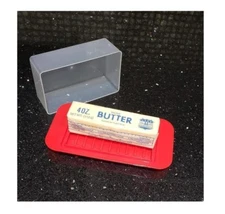 Standard Butter Dish Red Base Smoked Clear Top Best For West Coast Bars Red