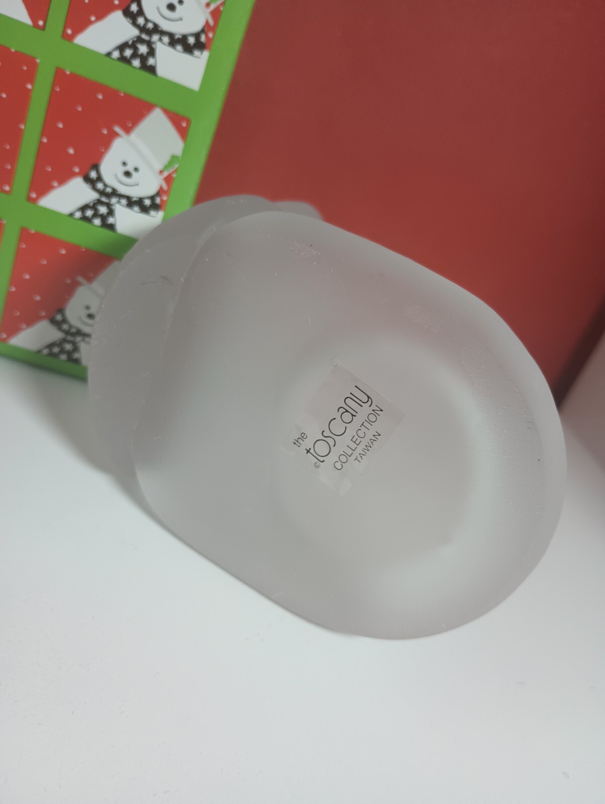 Vintage Toscany Collection Snowman Frosted Glass Votive Candle Holder in Box