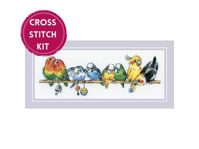RIOLIS Gezähltes Kreuzstich-Set 2317 Papageien - Tropische Vögel auf einem Ast