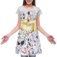 101 Dalmatians Cruella Print Adjustable Apron With White Strap Cooking Kitchen