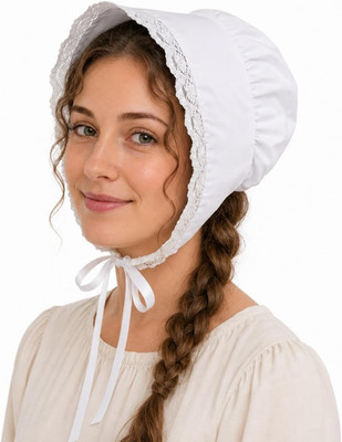 Peasant Amish Hat Prairie Cap Women Girls Pioneer Colonial Bonnet 100% Cotton