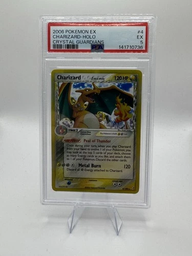 2006 Pokémon TCG Crystal Guardians Charizard EX Holo Rare 4/100 PSA 5