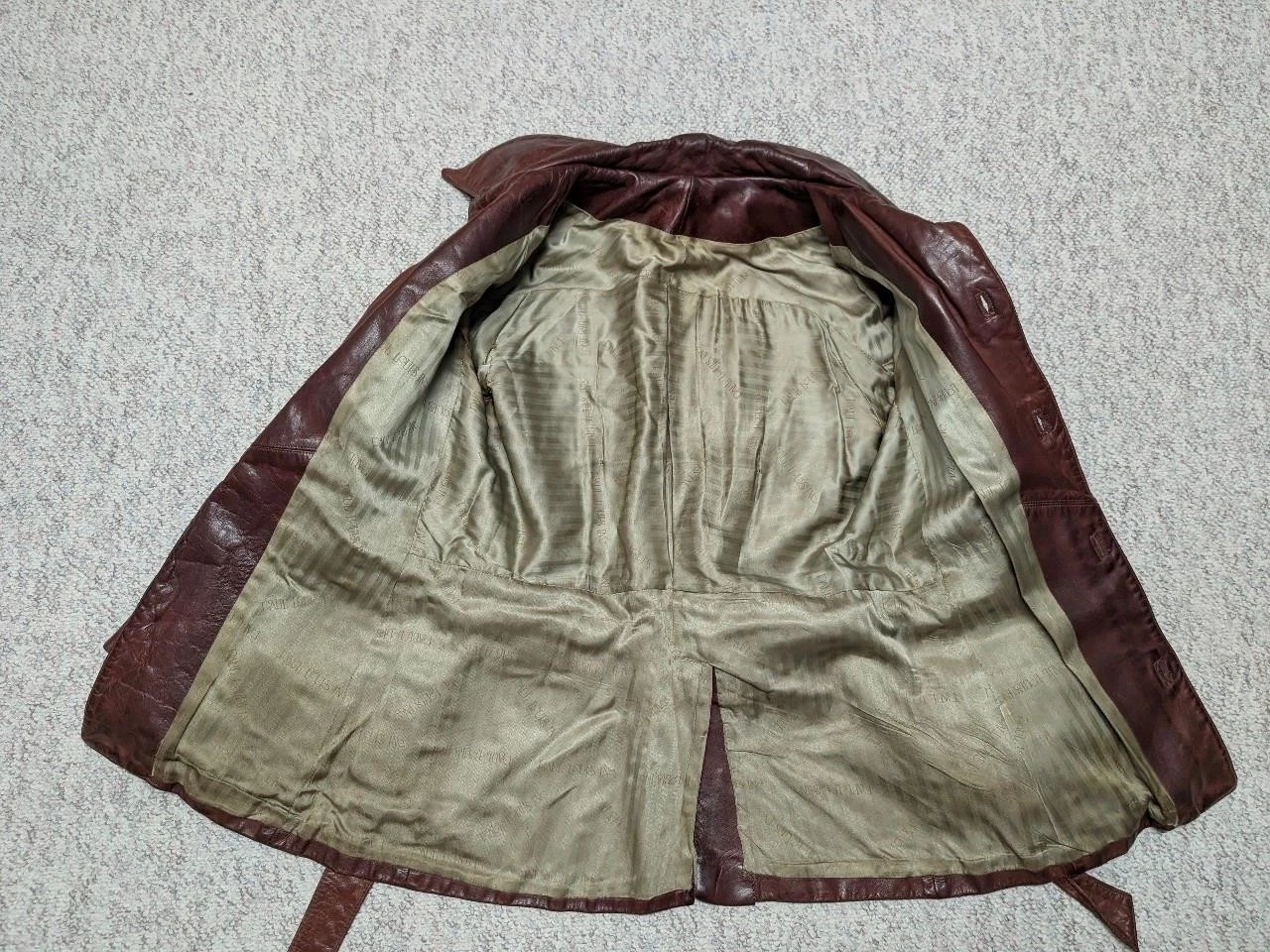 1950s vintage HORSEHIDE brown leather BELTED coat 38 jacket MOTORCYCLE norfolk image 4