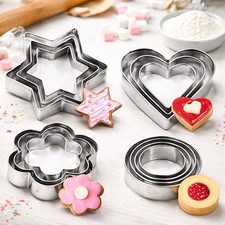 12 Stainless Steel Cookie Cutters Cake Baking Tool Cookies Biscuit Flower Heart