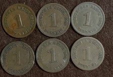 Germany 1 Pfennigs 1898-1900 - 6 different - fully listed