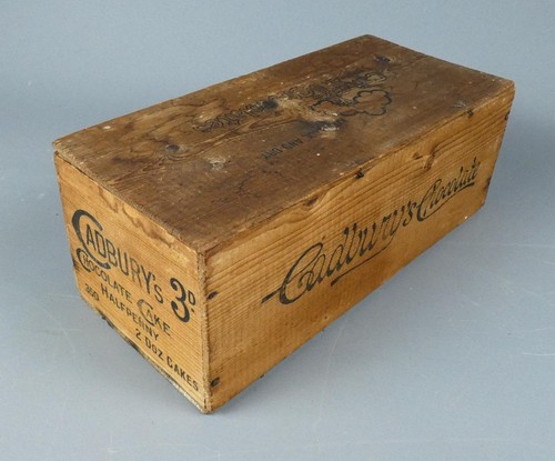 Antique c1900 Cadbury’s 3d Chocolate Cake Wooden Shop Delivery Advertising Box - Picture 9 of 23