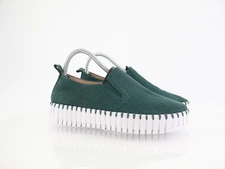 Ilse Jacobsen Tulip Platform Flat Sz 39 9 Slip On Green Perforated Fabric