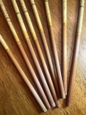 8 (4 Sets) Vintage Bamboo Chopsticks - Etched with Aluminum Tips
