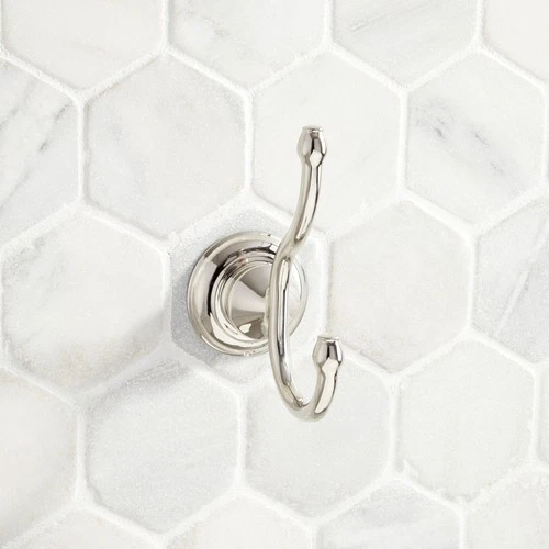 Signature Hardware SHBERH2PN Beasley Double Robe Hook - Polished Nickel - Picture 1 of 2