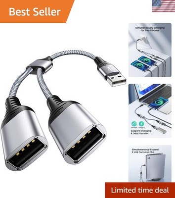Plug and Play USB 2.0 Y Splitter for Dual Charging - Ideal for Home or Travel