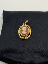 Eleganter Cameo Anh&auml;nger Gemme &ndash; Damen Portr&auml;t &ndash; Hochwertig Vergoldet &ndash; Vintage