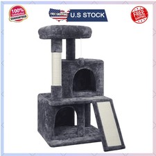 Alden Design 36in Cat Tree with Condo and Scratching Post Dark Gray