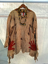 Handmade Brain-Tan Whitetail Deer Hide Native Style War Shirt Powwow Regalia