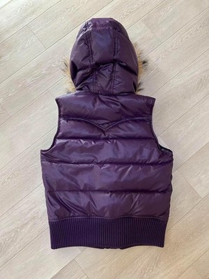 Burberry London ダウンベスト Burberry London Blue Label Down Vest Fur Hood Removable Size 38