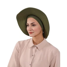 2Pcs Women Hijabs Sun Uv Protection Outdoor Turban Wrap Headwear Wide Brim Hat