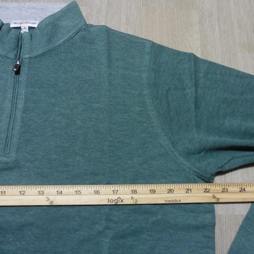 PETER MILLAR Mens M MEDIUM 1/4 ZIP PULLOVER CROWN COMFORT SHERWOOD GREEN - Picture 6 of 15