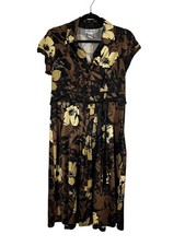 Retro Floral Belted Dress Brown 10 Earthy Granola Boho Indie Folk Festival Chic