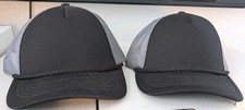 Classic 5-Panel w/Rope Hat Richardson Black Black Rope Gray Mesh Back Snapback