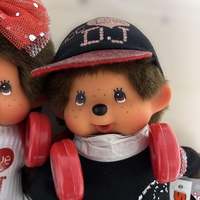 Sekiguchi DJ Monchhichi MCC Plush Set of 2 Tagged Used from Japan