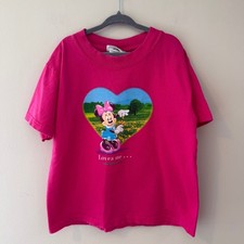 VINTAGE Walt Disney World Kids Minnie Mouse Loves Me Pink Graphic T-Shirt 4T
