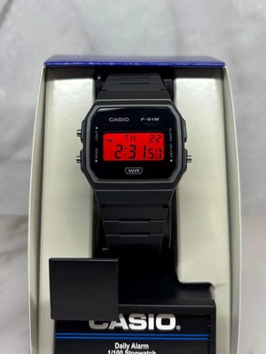 Custom Black Casio F91W Red Screen Mod | eBay