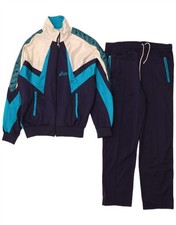 ASICS Mens Graphic Full Tracksuit IT 48 Medium Navy Blue Colourblock BX18