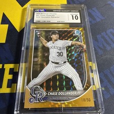 2025 Bowman Chrome Chase Dollander #62 Gold Geometric /50  CGC 10 Rockies