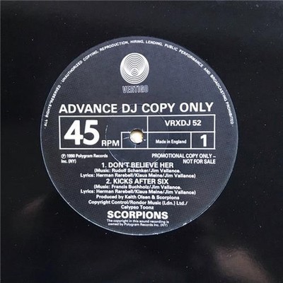 SCORPIONS DON'T BELIEVE HER 12'' 1990 PROMO UK