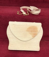 Ivory of Bond Street raw silk covered scalloped bag with detachable shoulder bag