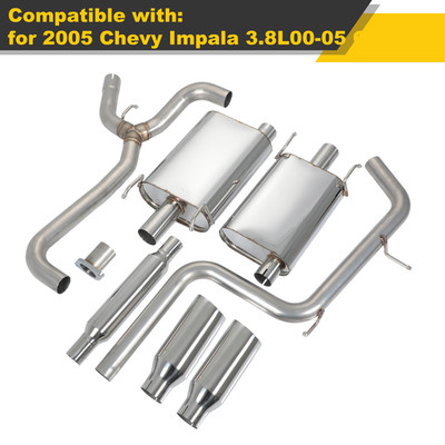4'' DUAL ROUND SLANT TIP MUFFLER CATBACK SYSTEM KITS FOR 00-05 CHEVY MONTE CARLO