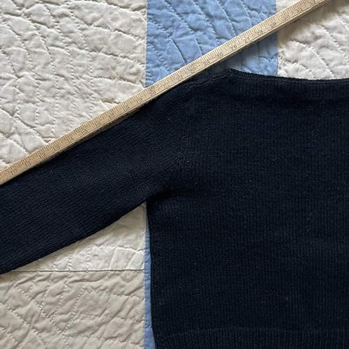 Vintage unbranded handmade boat neck sweater wool preppy varsity style S/M black - Picture 5 of 5