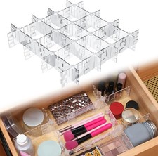 45 Pcs Clear Adjustable Drawer Dividers Organizer DIY Plastic Grid Separators
