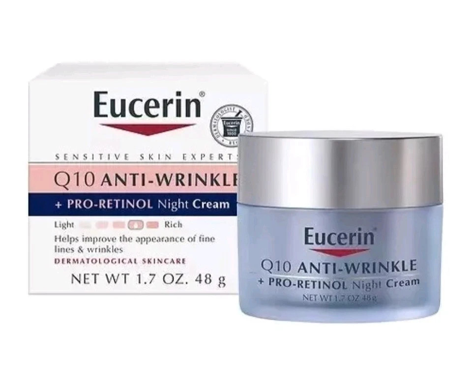 Eucerin Q10 Anti-Wrinkle Face Night Cream, Unscented 1.7 Oun