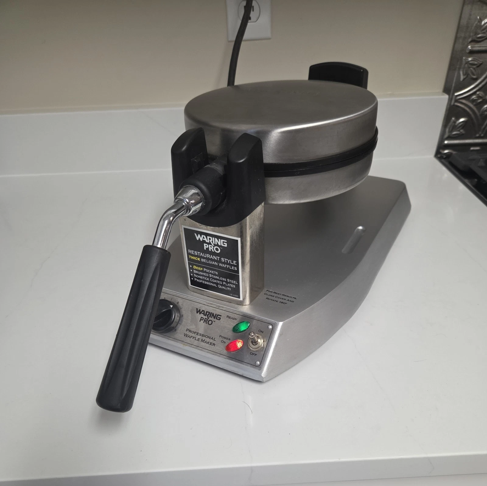 Waring Pro WMK300 Professional Belgian Waffle Maker Rotating Stainless Steel