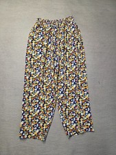 Womens Wide Leg Trouser Multicolor Floral Print Stretchable Elastic Waist Size S