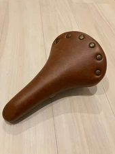 JUSTEK brown synthetic leather seat post integrated saddle