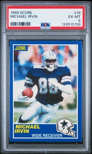 124510158 Michael Irvin 1989 Score #18 Rookie RC PSA 6