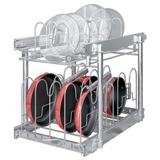 TQVAI Pots and Pans Organizer, Full-Extension Pull Out Cabinet Organizer, Sli...