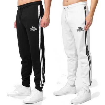 Lonsdale Herren Jogginghose Foindle, Schwarz, Weiß, Sporthose, Trainingshose