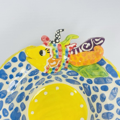 Elizabeth Carlton 2007 Studio Pottery Whimsical Fish Bowl SC Artist 3D - Bild 2 von 8
