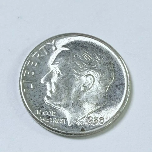 1958 P ROOSEVELT SILVER DIME 90% SILVER UNCIRCULATED COIN FROM SET #7467
