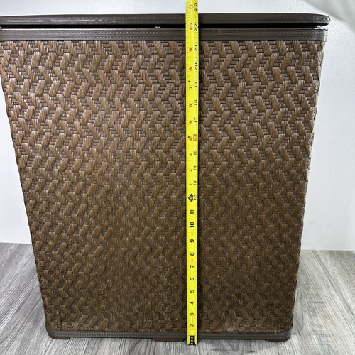 Vintage MCM Wicker Hamper Burlington Basket Company, Brown Woven Mid Century  - Picture 18 of 18